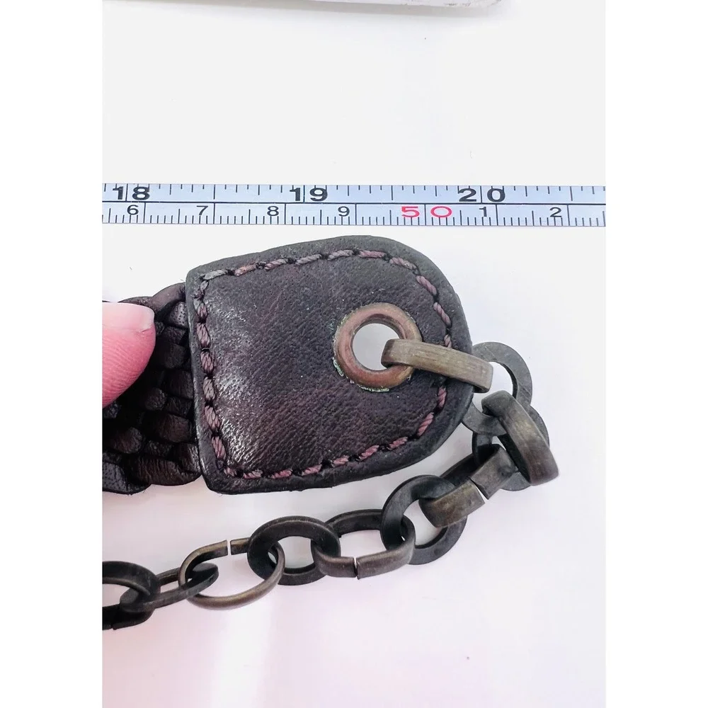 Braided Leather Boho Antique Brass Filigree Medallion Adjustable Chain Belt